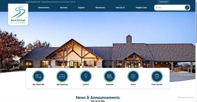 Security scan screenshot of https://sandspringsok.gov/