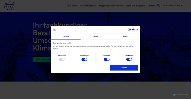 Security scan screenshot of https://www.carbontrust.com/de