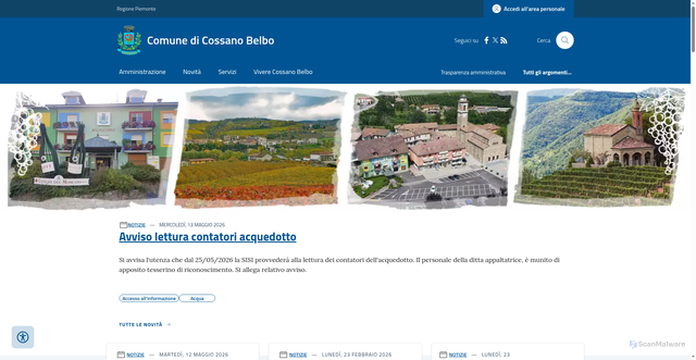 Security scan screenshot of https://www.comune.cossanobelbo.cn.it