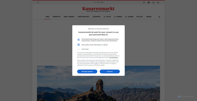 Security scan screenshot of https://www.kanarenmarkt.de
