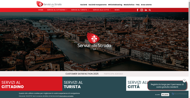 Security scan screenshot of https://www.serviziallastrada.it/