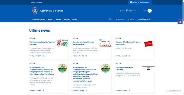 Security scan screenshot of https://comune.vistarino.pv.it/