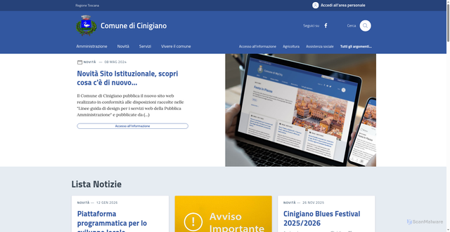 Security scan screenshot of https://comune.cinigiano.gr.it/