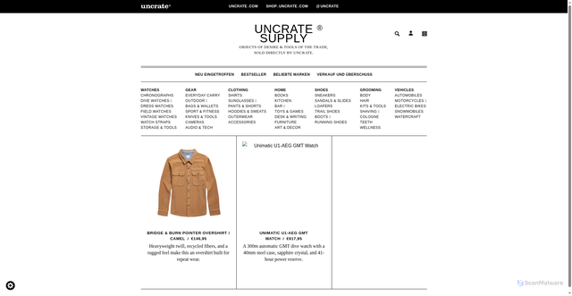 Security scan screenshot of https://uncrate.myshopify.com