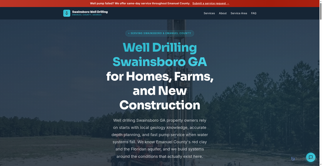 Security scan screenshot of https://swainsborowelldrilling.com/
