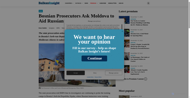 Security scan screenshot of https://balkaninsight.com/2025/11/11/bosnian-prosecutors-ask-moldova-to-aid-russian-training-camps-probe/