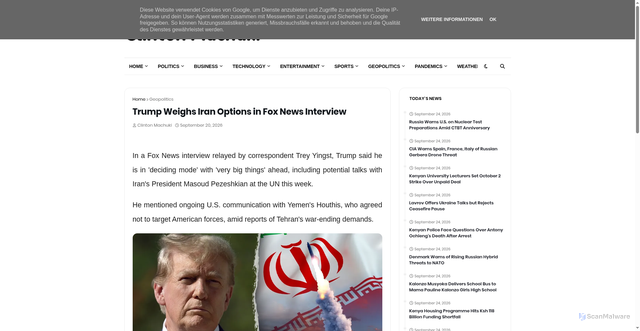 Security scan screenshot of https://www.clintonmachuki.com/2026/09/trump-weighs-iran-options-in-fox-news.html
