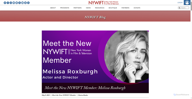 Security scan screenshot of https://www.nywift.org/2025/05/09/meet-the-new-nywift-member-melissa-roxburgh/