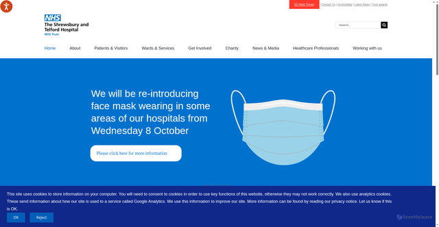 Security scan screenshot of https://www.sath.nhs.uk/