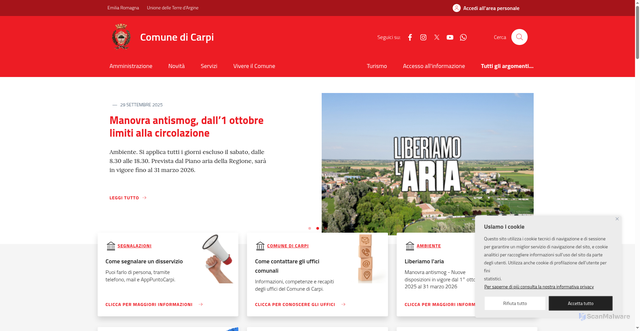 Security scan screenshot of https://www.comune.carpi.mo.it/