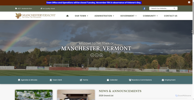 Security scan screenshot of https://manchester-vt.gov/