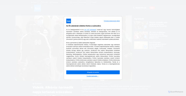 Security scan screenshot of https://hu.euronews.com/video/2026/10/15/albania-harmadik-napja-tartanak-eroszakos-tiltakozasok-tiranaban