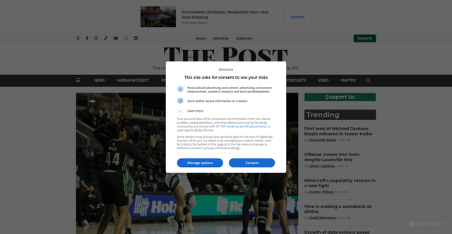 Security scan screenshot of https://www.thepostathens.com/article/2025/11/womens-basketball-ohio-xavier-preview