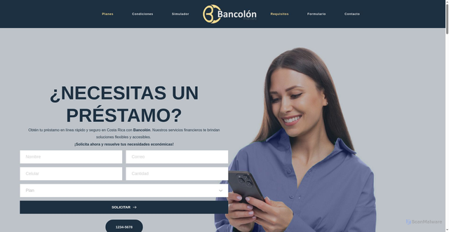 Security scan screenshot of https://financierabancolon.com/