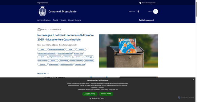 Security scan screenshot of https://www.comune.mussolente.vi.it/it
