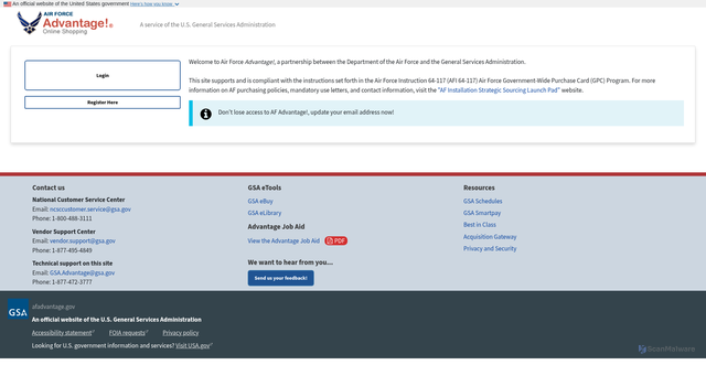 Security scan screenshot of https://afadvantage.gov/