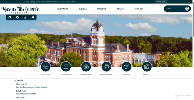 Security scan screenshot of https://washingtoncountyga.gov/