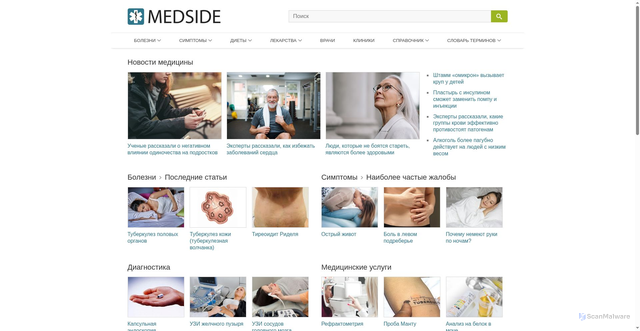 Security scan screenshot of https://medside.ru