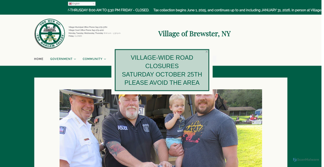 Security scan screenshot of https://brewstervillage-ny.gov/