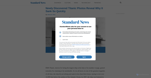 Security scan screenshot of https://standardnews.com/insane-titanic-facts-you-wont-believe/