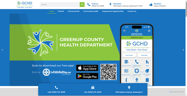 Security scan screenshot of https://greenupchdky.gov/