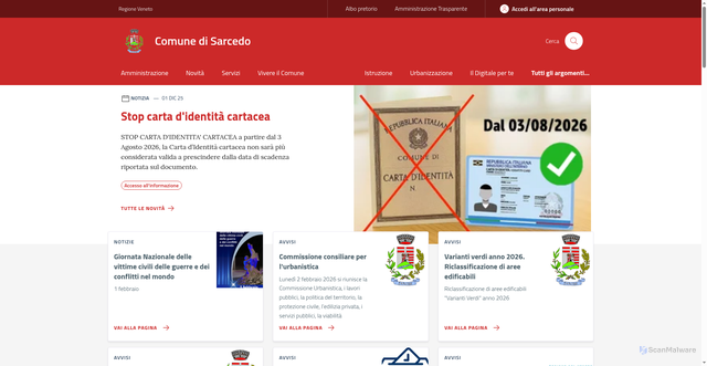 Security scan screenshot of https://www.comune.sarcedo.vi.it/