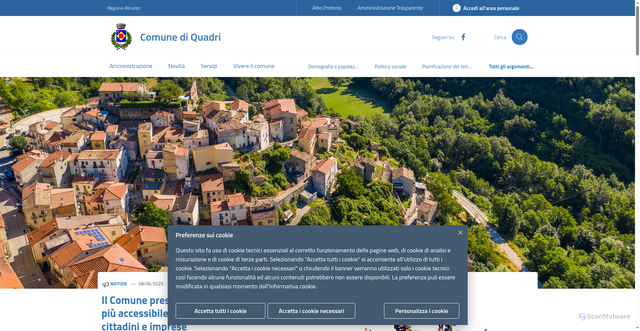 Security scan screenshot of https://www.comune.quadri.ch.it