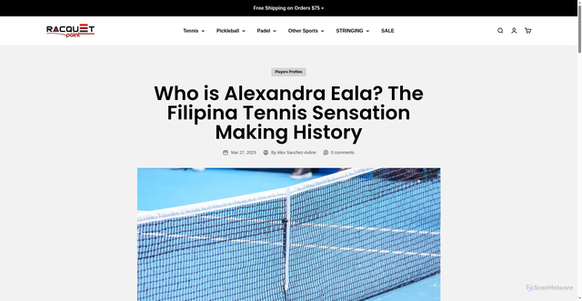 Security scan screenshot of https://www.racquetpoint.com/blogs/racquet-point-news/who-is-alexandra-eala-the-filipina-tennis-sensation-making-history?srsltid=AfmBOoqZiei7as6Gs8ZwNl9uixF54od0QtPS8Jkray5AACOzPBmrA7YS