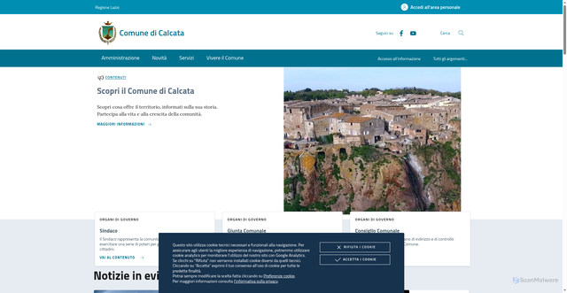 Security scan screenshot of https://www.comune.calcata.vt.it