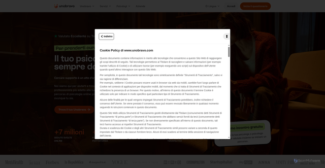 Security scan screenshot of https://unobravo.com