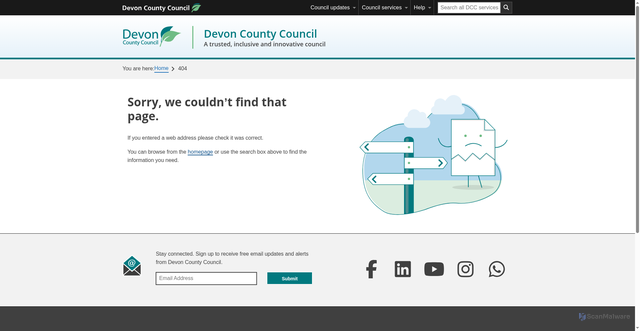 Security scan screenshot of http://www.devon.gov.uk/devon_property.htm