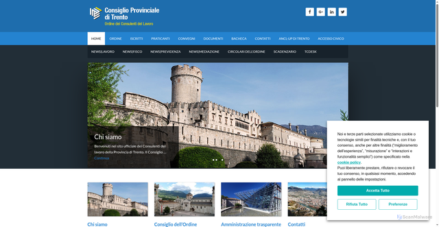 Security scan screenshot of https://www.consulentidellavoro.trento.it/