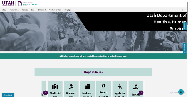 Security scan screenshot of https://dhhs.utah.gov/