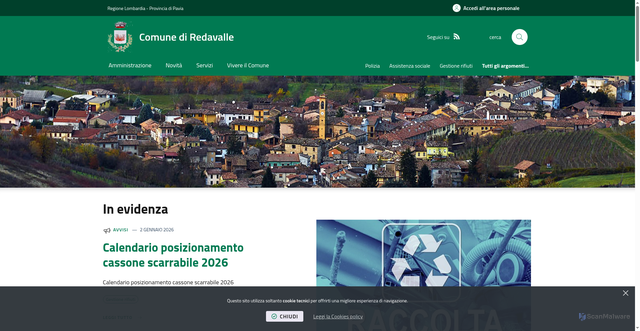 Security scan screenshot of https://www.comune.redavalle.pv.it/it-it/home