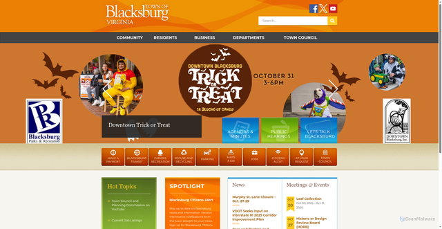 Security scan screenshot of https://www.blacksburg.gov/