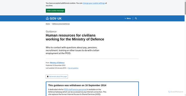 Security scan screenshot of http://www.mod.uk/DefenceInternet/MicroSite/PPPA/