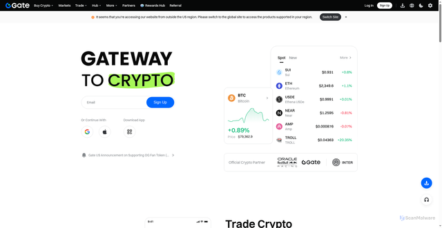 Security scan screenshot of https://us.gate.com