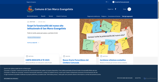 Security scan screenshot of https://www.comune.sanmarcoevangelista.ce.it/