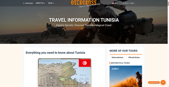 Security scan screenshot of https://www.overcross.com/us/travel-information/tunisia
