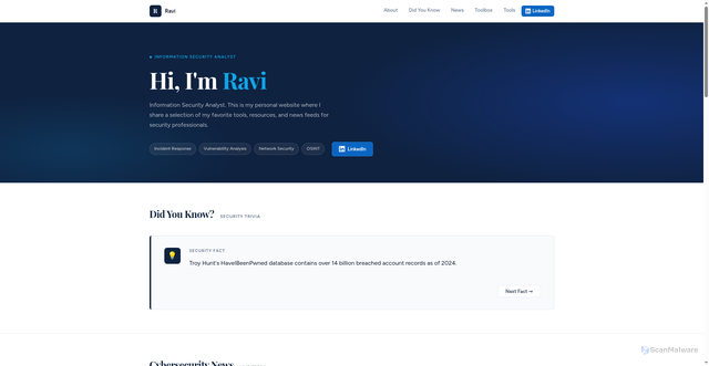 Security scan screenshot of https://ravib.pages.dev