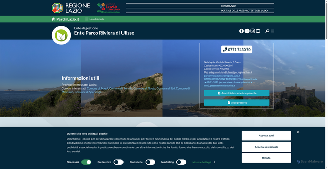 Security scan screenshot of https://www.parcorivieradiulisse.it