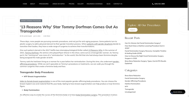 Security scan screenshot of https://feminizationsurgeries.com/blog/13-reasons-why-star-tommy-dorfman-comes-out-as-transgender/