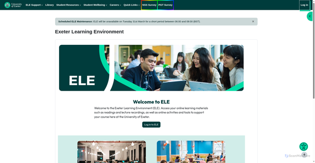 Security scan screenshot of https://ele.exeter.ac.uk