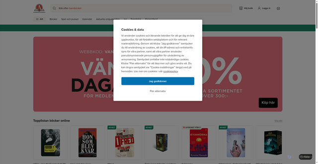 Security scan screenshot of https://www.akademibokhandeln.se/