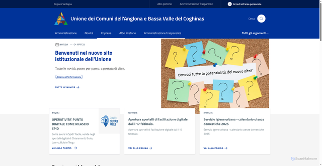 Security scan screenshot of https://www.unioneanglona.it/