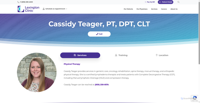 Security scan screenshot of https://lexingtonclinic.com/doctors/cassidy-teager-pt-dpt-clt