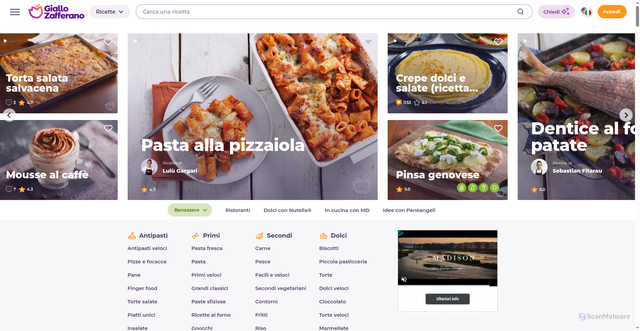 Security scan screenshot of https://www.giallozafferano.it