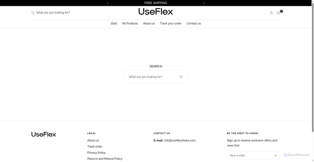 Security scan screenshot of https://useflexshoes.com/search