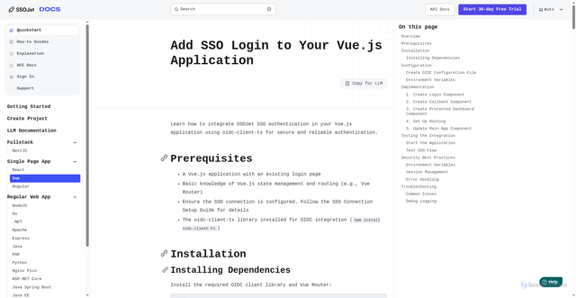 Security scan screenshot of https://ssojet-docs.pages.dev/en/sso/quickstart/frontend/vue/