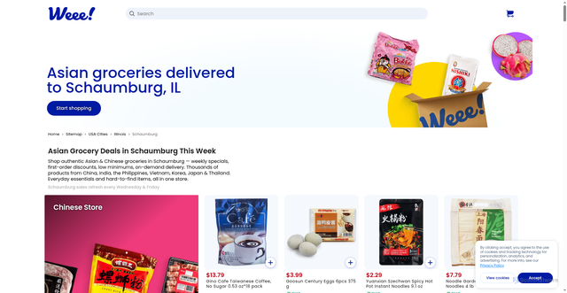 Security scan screenshot of https://www.weee.com/en/grocery-near-me/asian-supermarket-in-usa/illinois/city-schaumburg